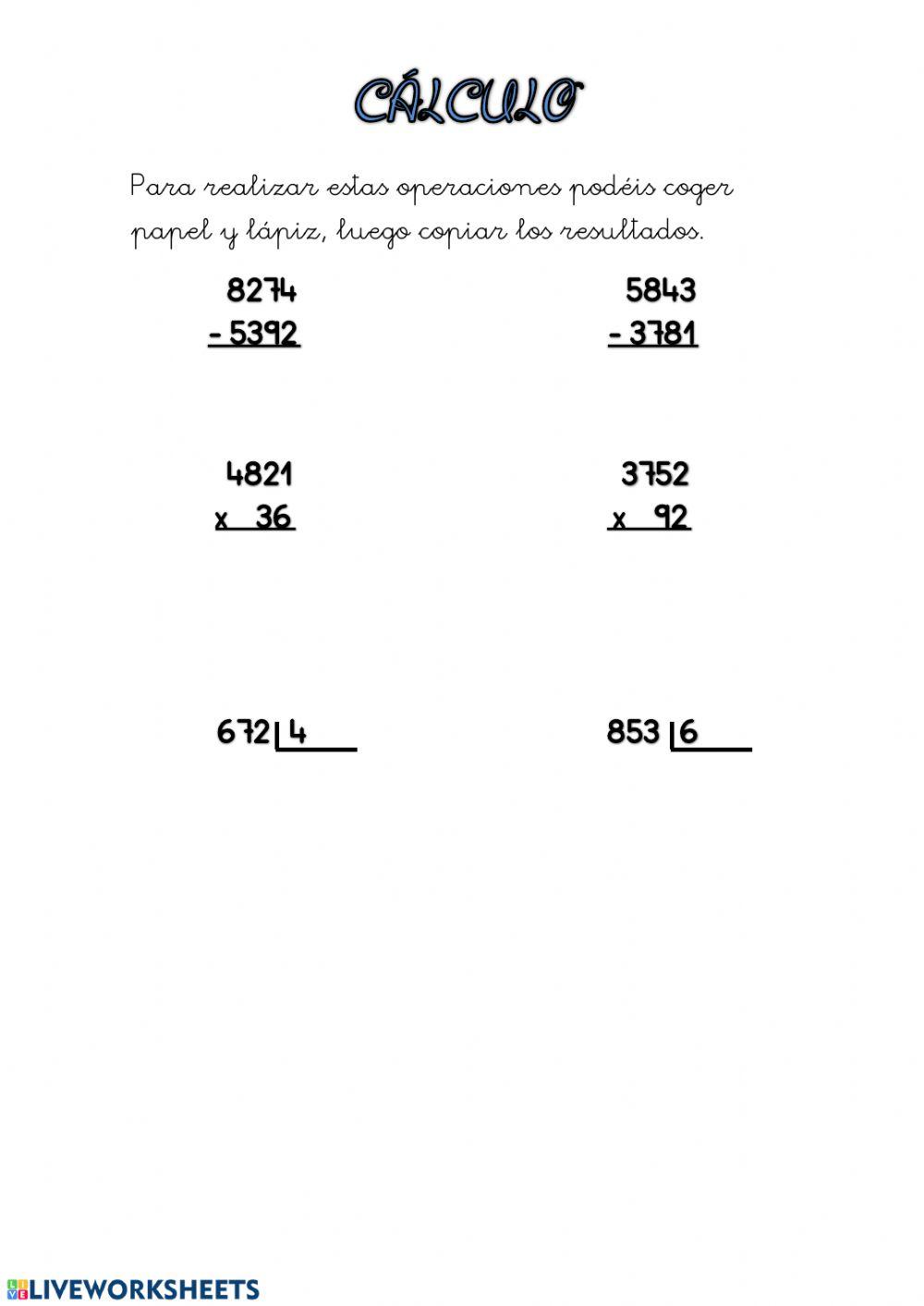 Cálculo y problemas 3º
