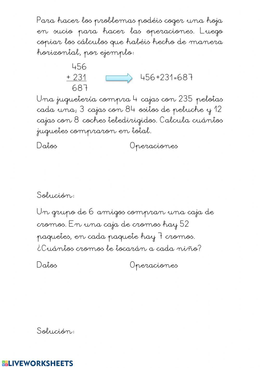 Cálculo y problemas 3º