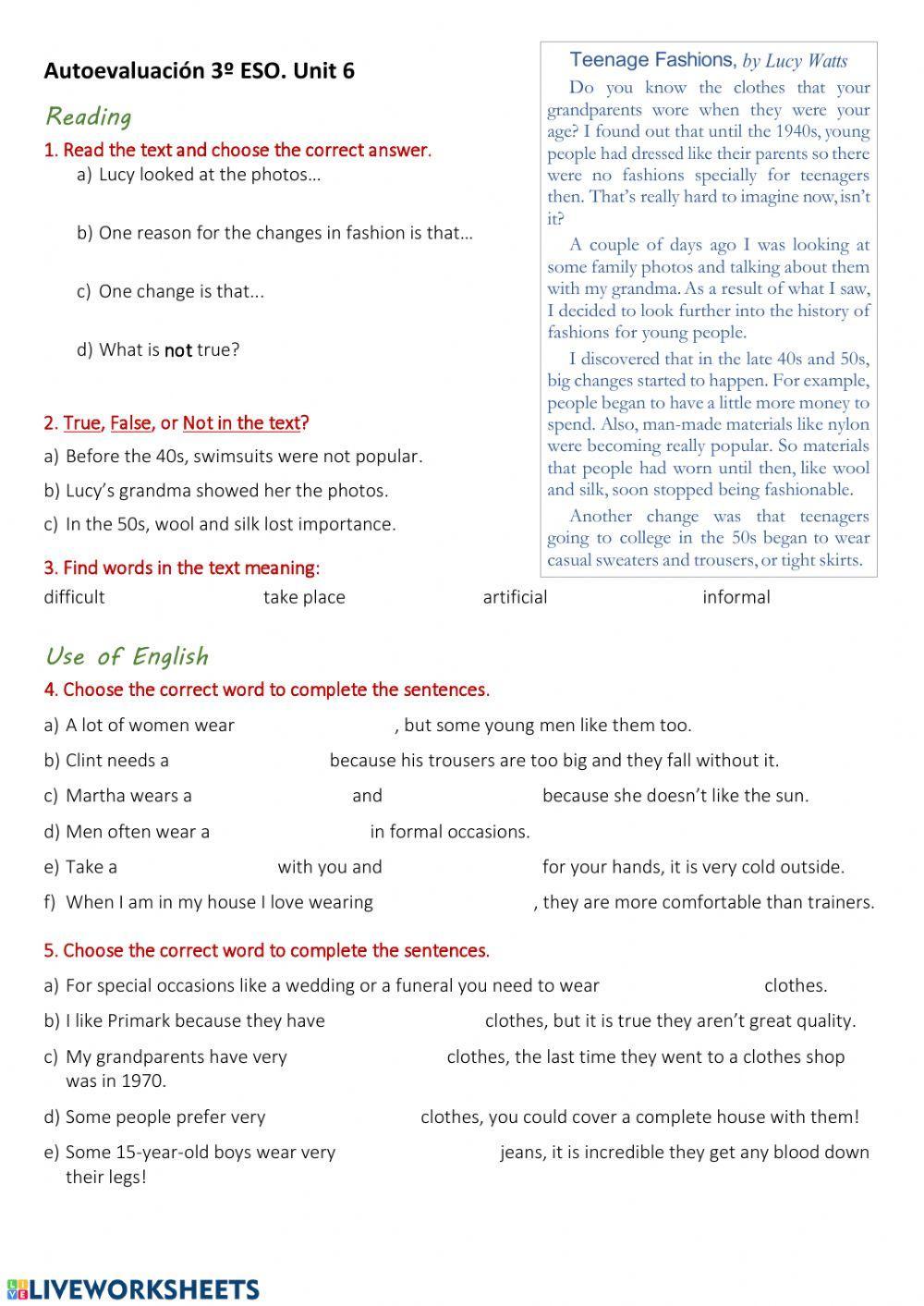 Self-evaluation unit 6 MRE