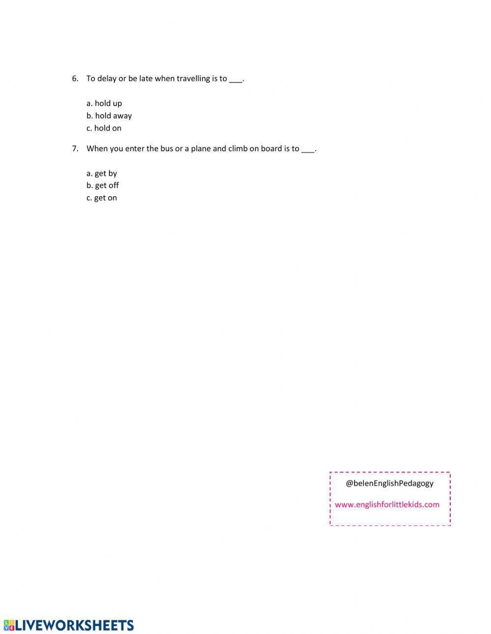 Phrasal verbs travelling