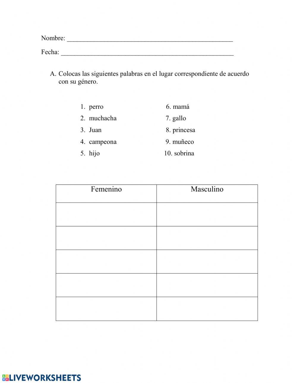 Femenino y Masculino