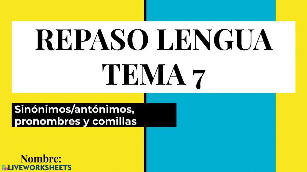 Lengua 5º curso: sinónimos y antónimos, pronombres pers. y demostr. y comillas