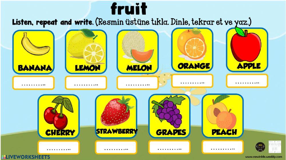 Fruit listen and write Fruit listen and write