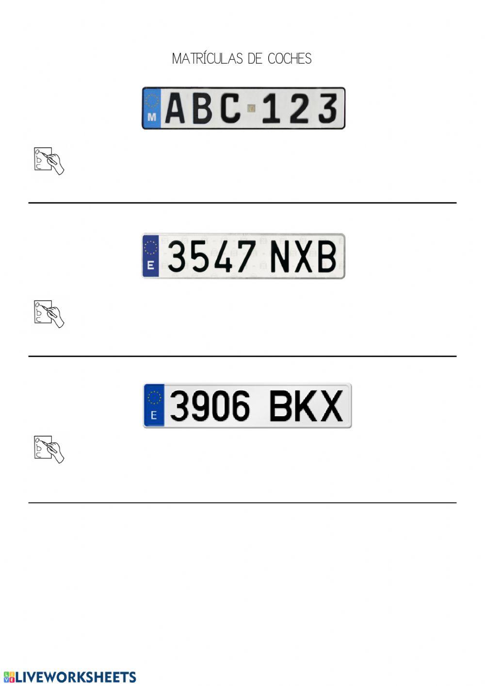 Escribe las matrículas