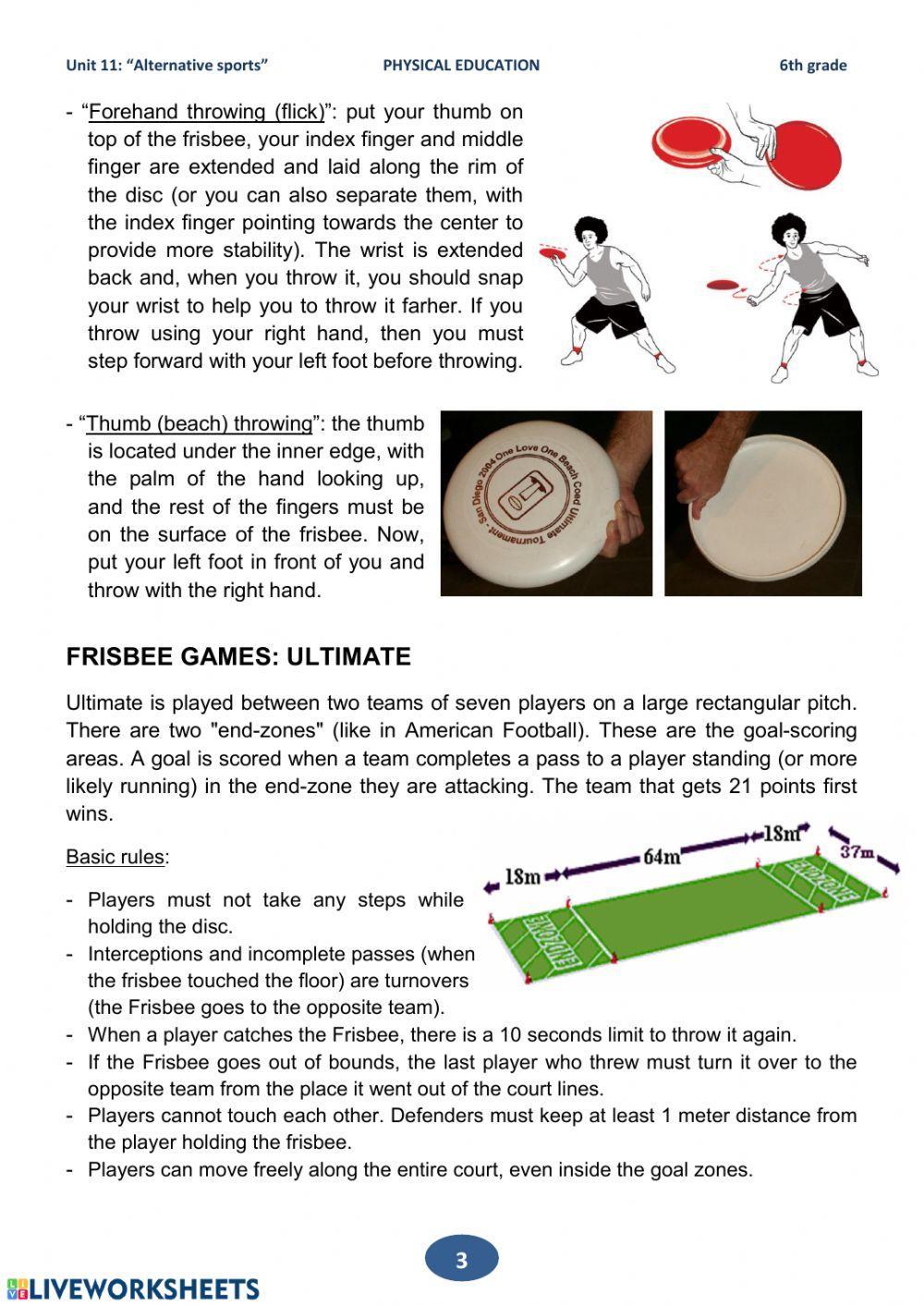 6th grade Theory - Unit 11 - Alternative sports - 01 to 04