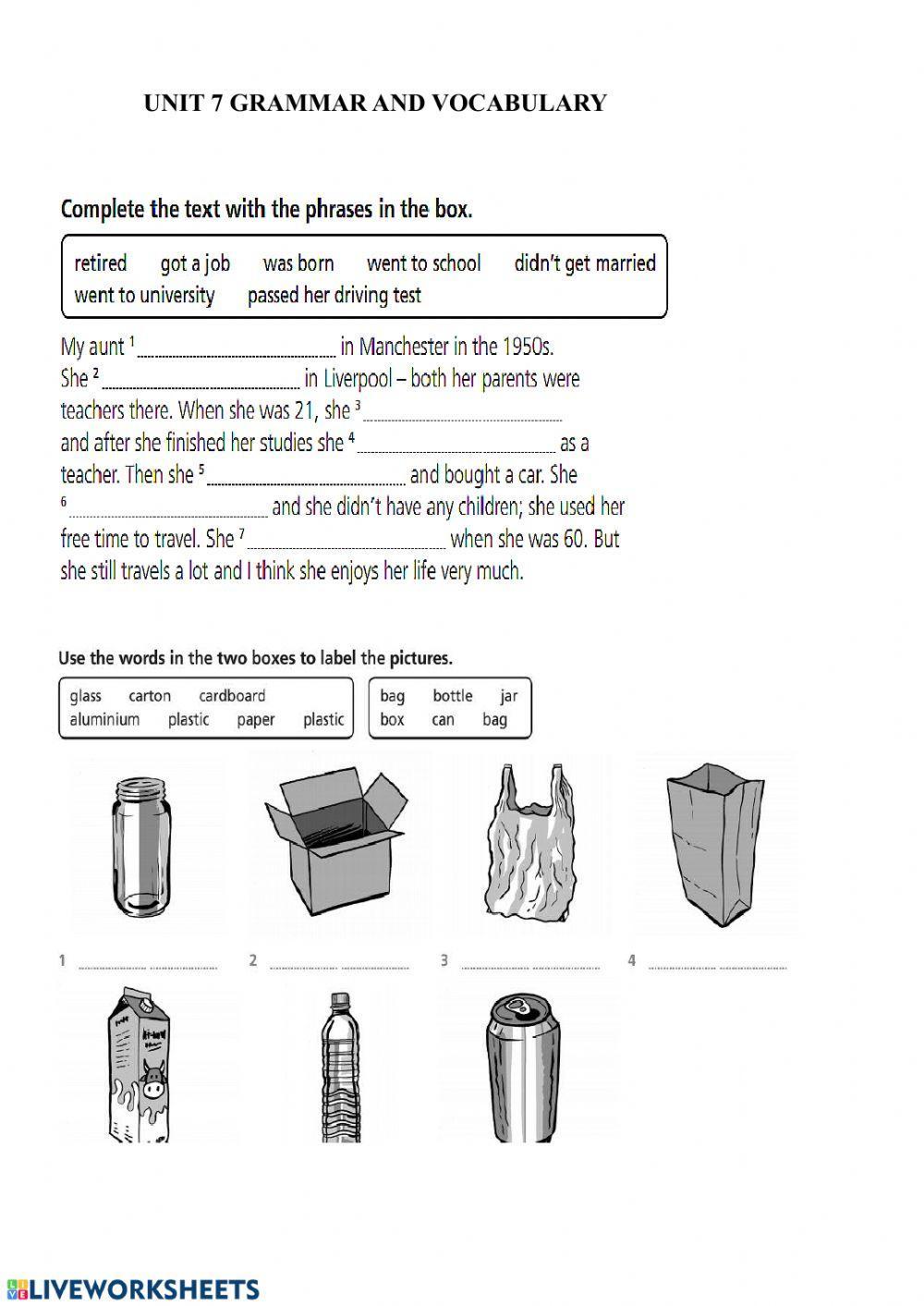 Unit 7 grammar and vocabulary
