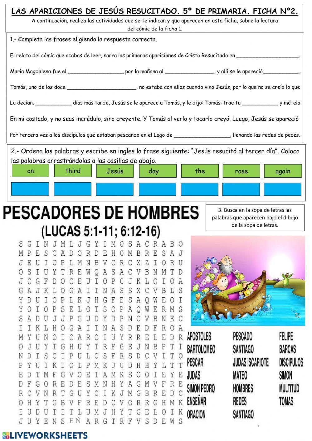 Las apariciones de jesús resucitado. 5º de primaria. al-ándalus utrera