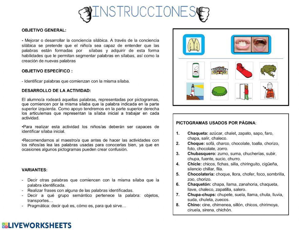 Silabas iniciales con CH