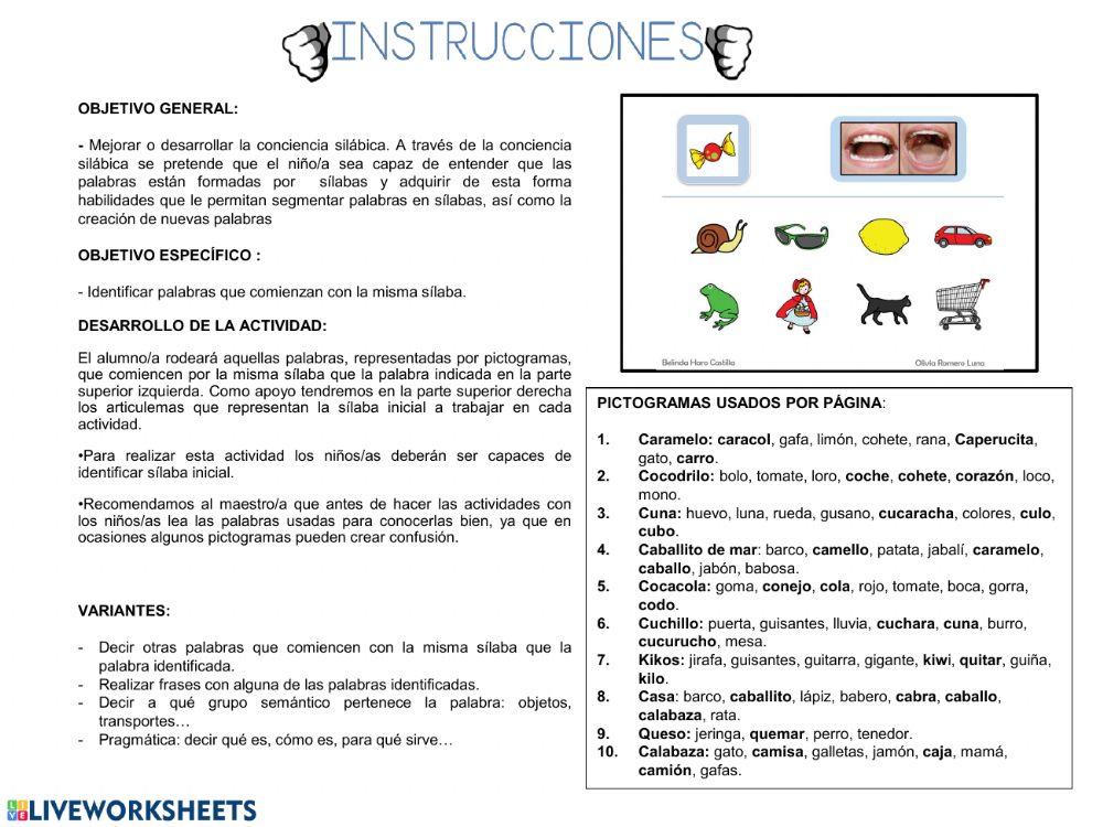 Silabas iniciales con K