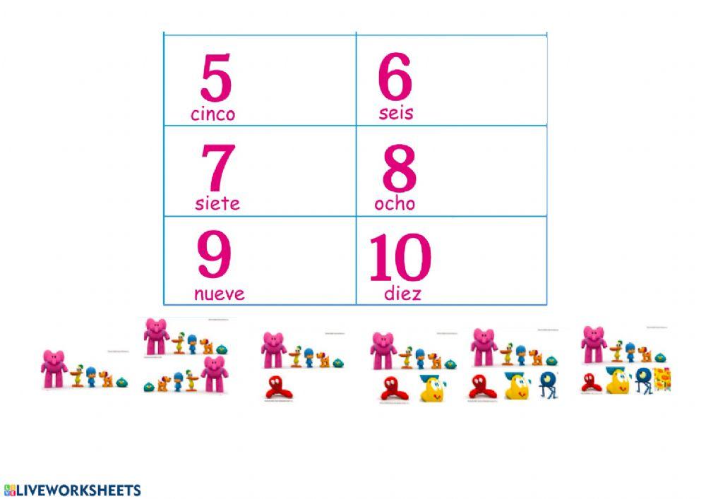 Cuenta y coloca cada conjunto