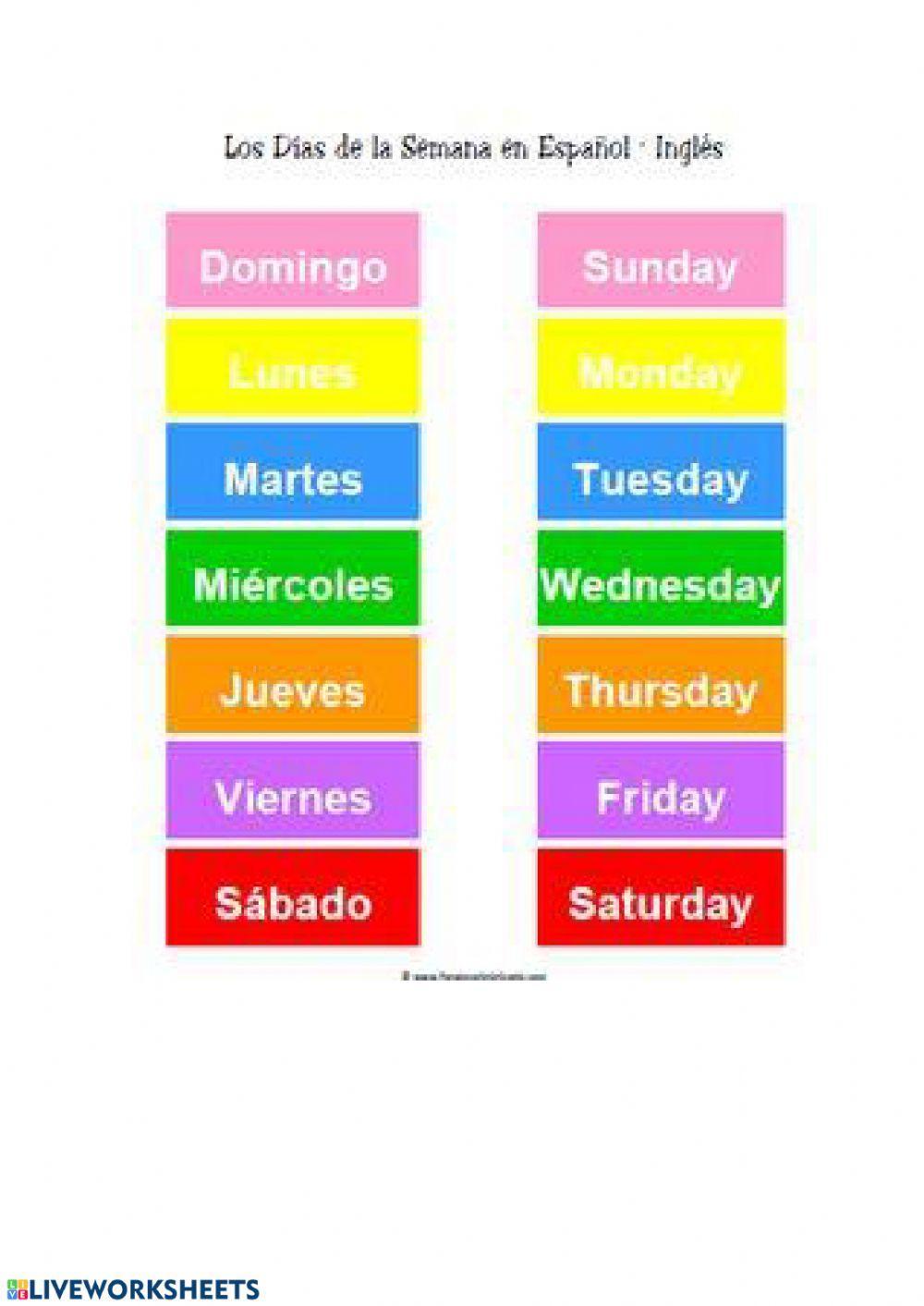 Une los días de la semana worksheet Live Worksheets