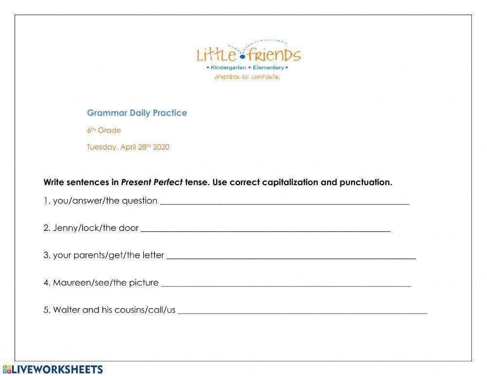 Grammar, Tuesday April 28th