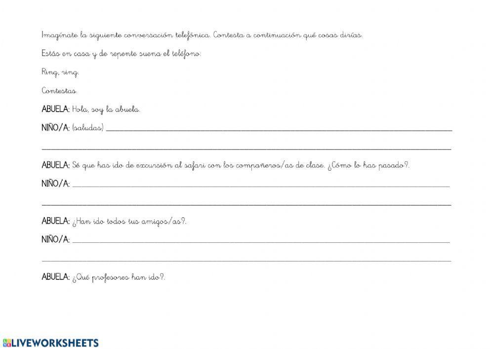 Imagina y completa la conversación