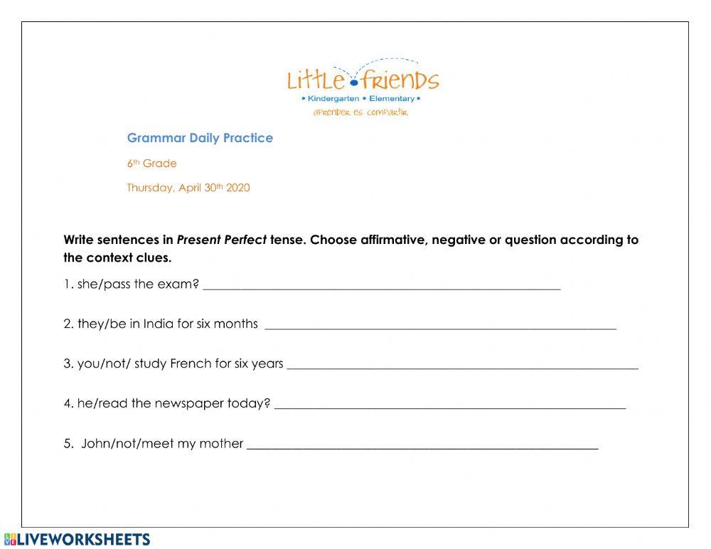 Grammar, Thursday April 30th