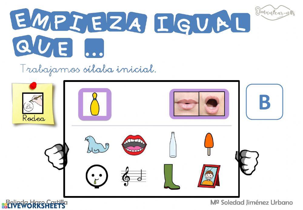 Silabas iniciales con B