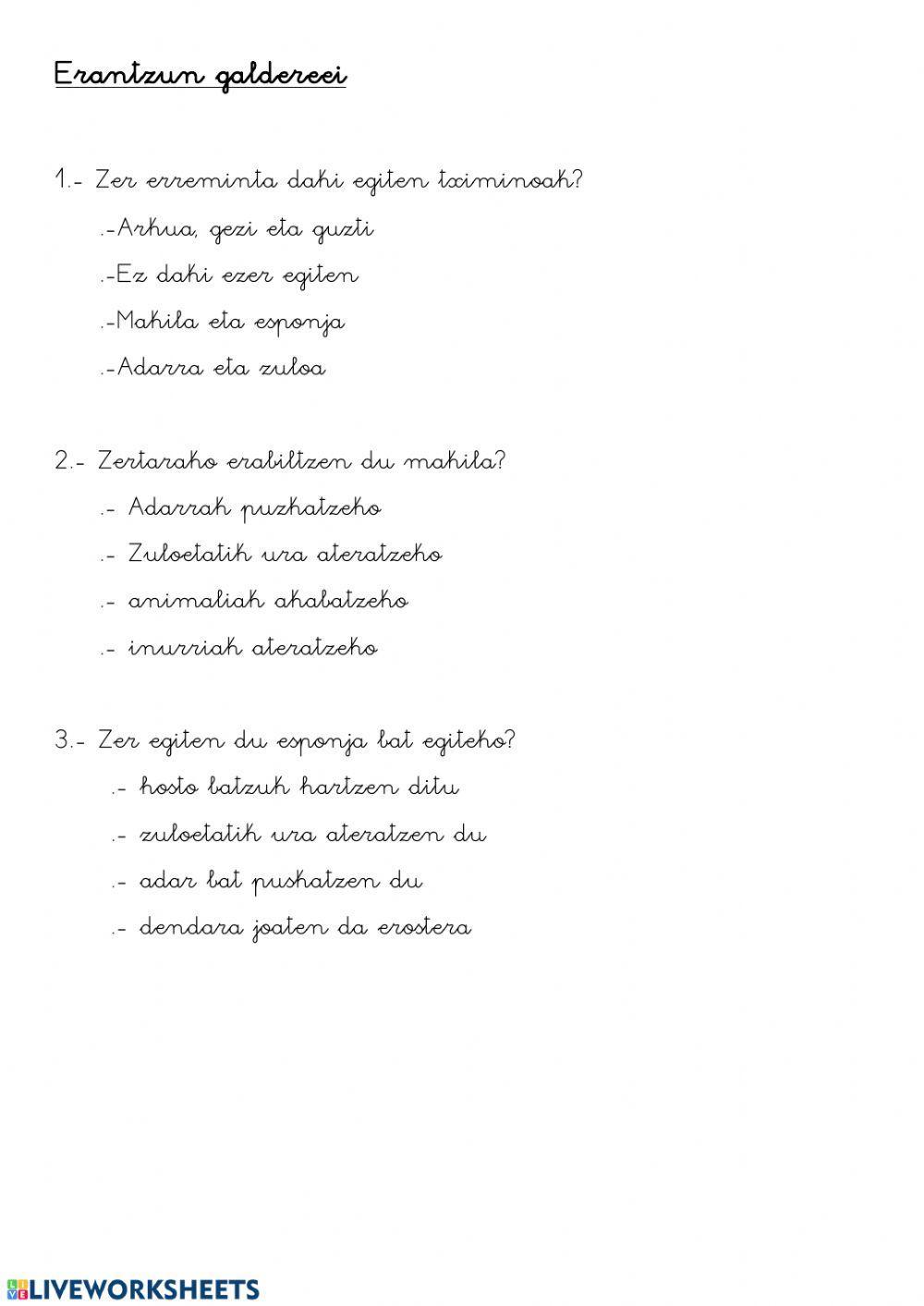 Hizkuntza. ipuina eta galderak