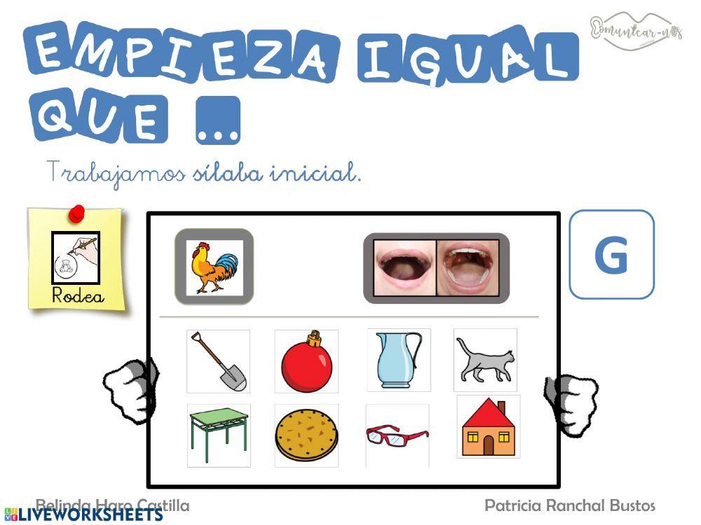 Silabas iniciales con G