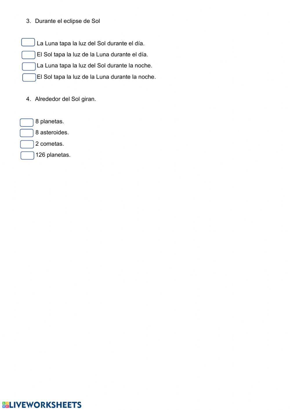 Comprensión lectora: el sol