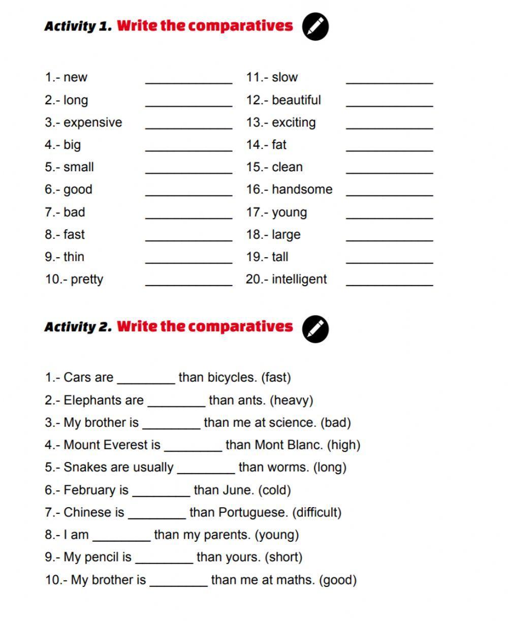 Comparative adjectives online worksheet for Grade 3 | Live Worksheets comparative-adjectives-online-worksheet-for-grade-3-live-worksheets