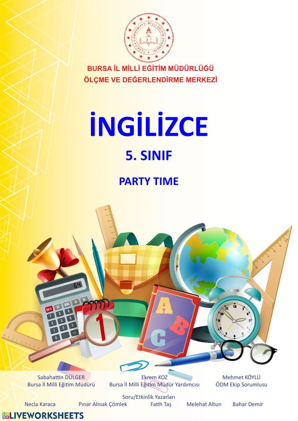 5.sınıf part time-Bursa MEB uzaktan eğitim çalışma kağıdı