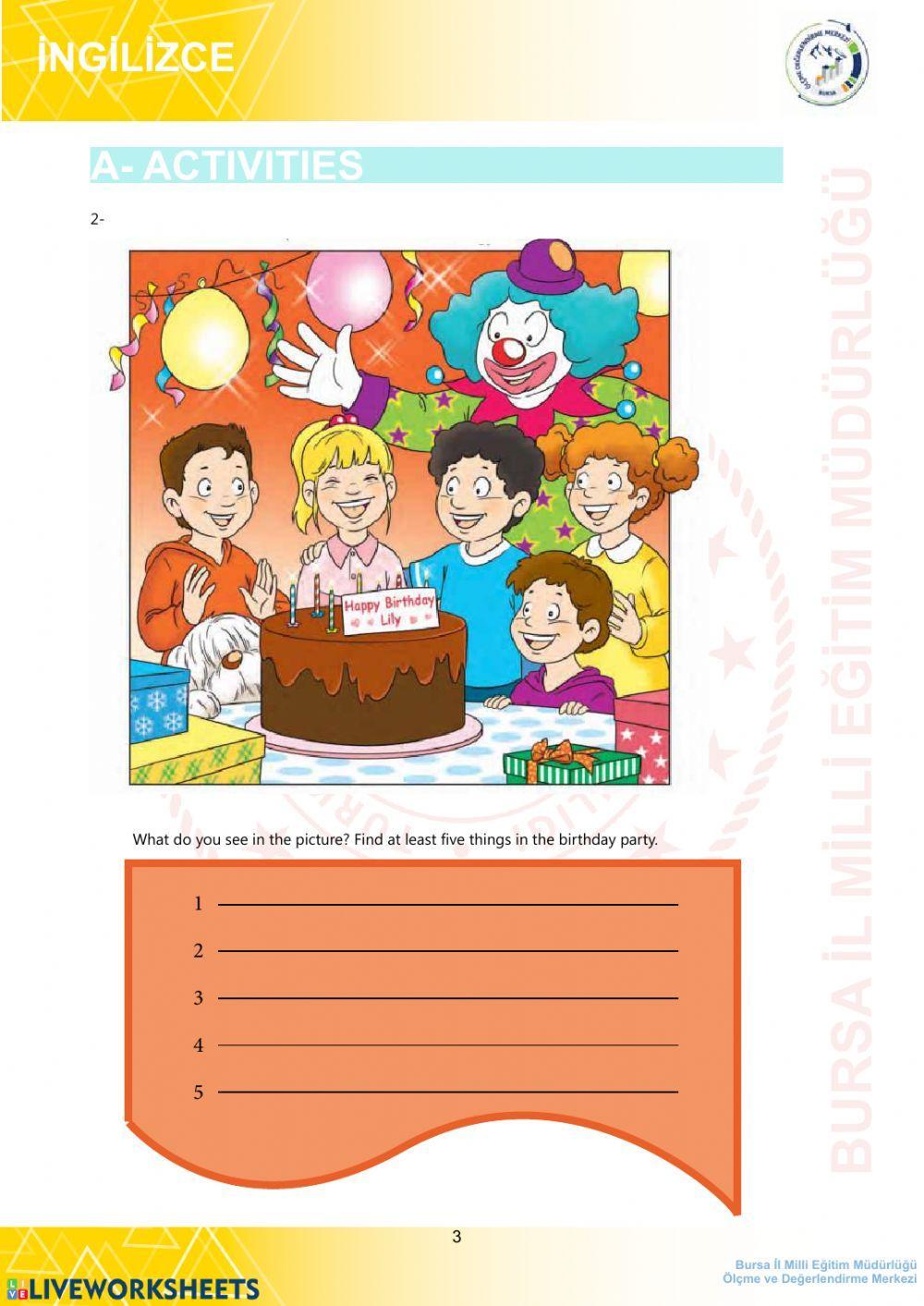 5.sınıf part time-Bursa MEB uzaktan eğitim çalışma kağıdı