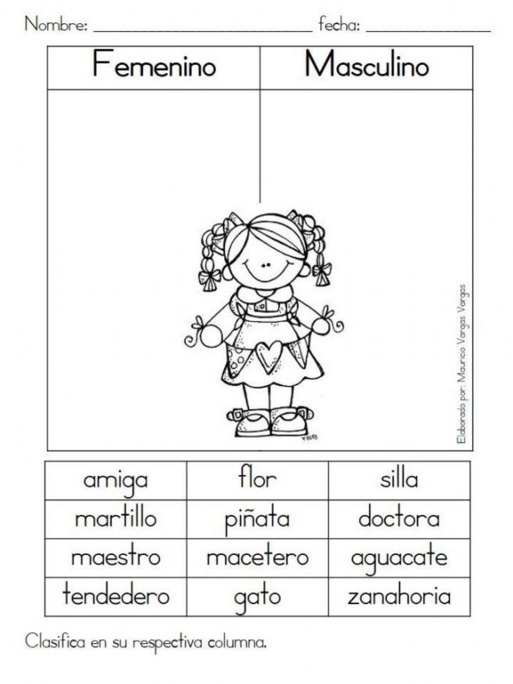 Masculino y femenino Masculino y femenino