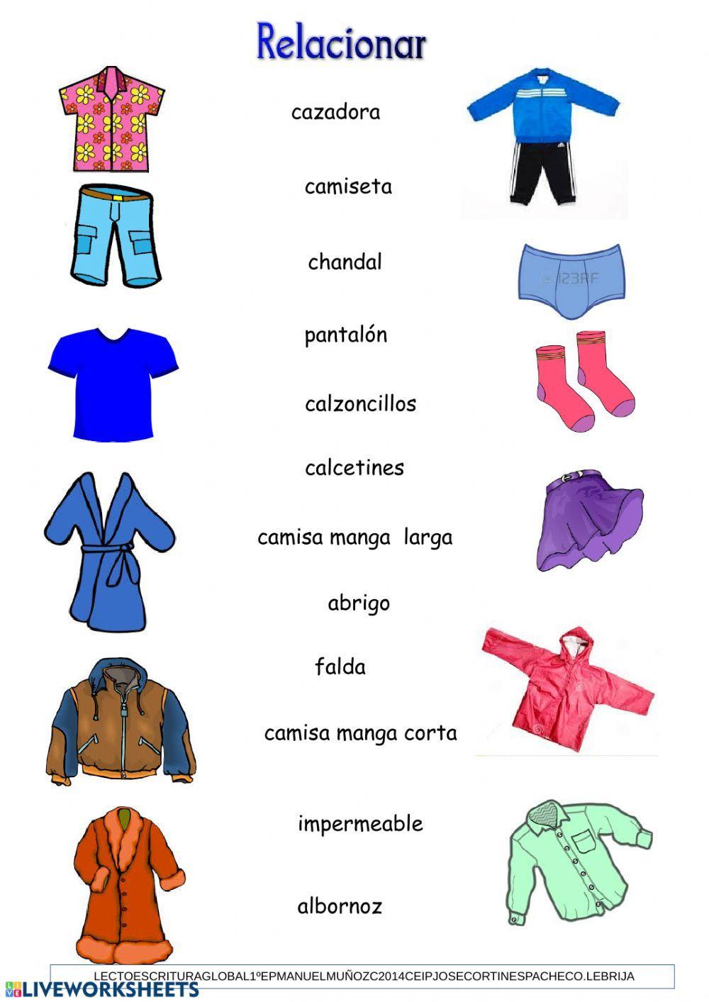 Vocabulario ropa-animales-colegio