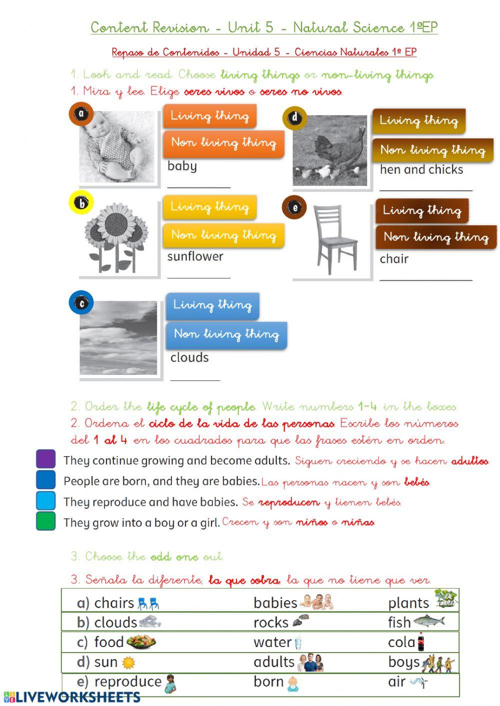Content revision - unit 5: Life