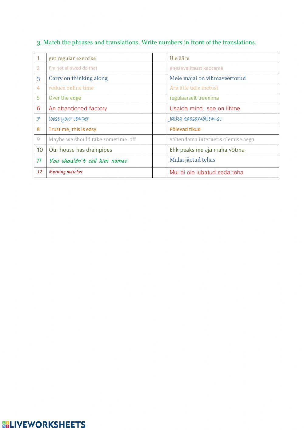 Vocabulary Test - U13 Stressed
