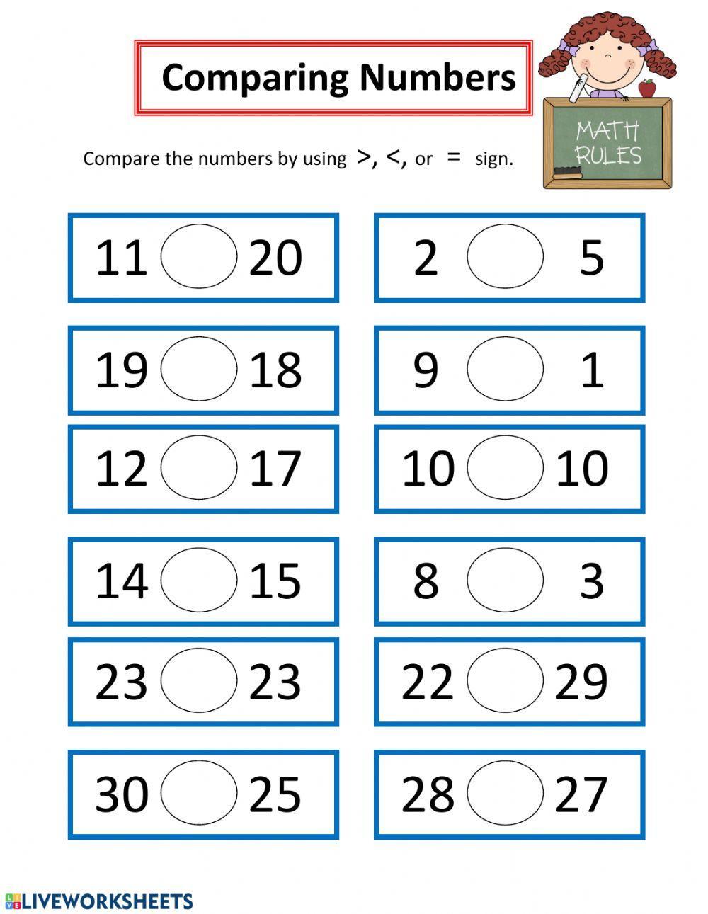 year 2 comparing numbers homework
