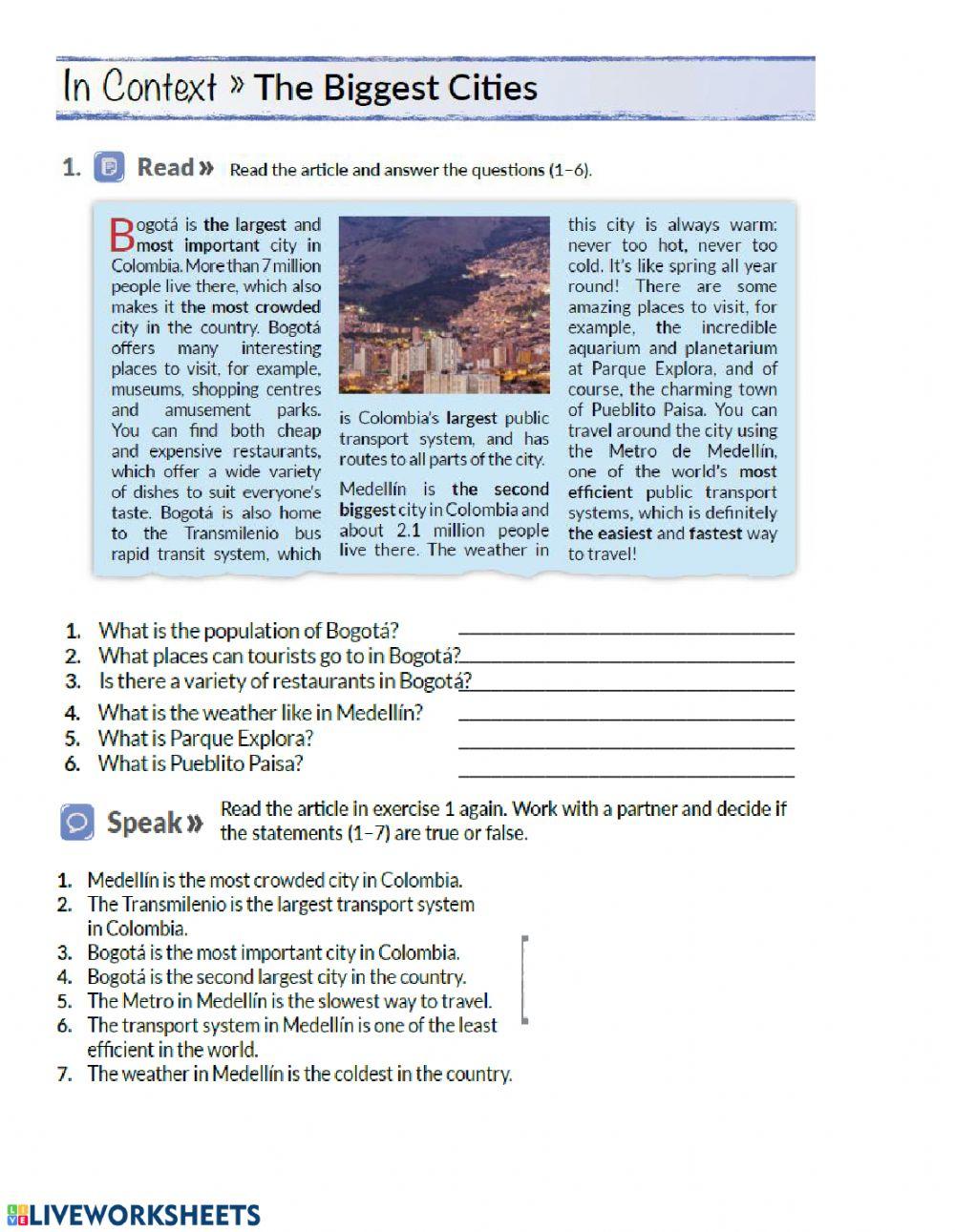 English Exercises Reading Comprehension Superlatives English Exercises Reading Comprehension Superlatives