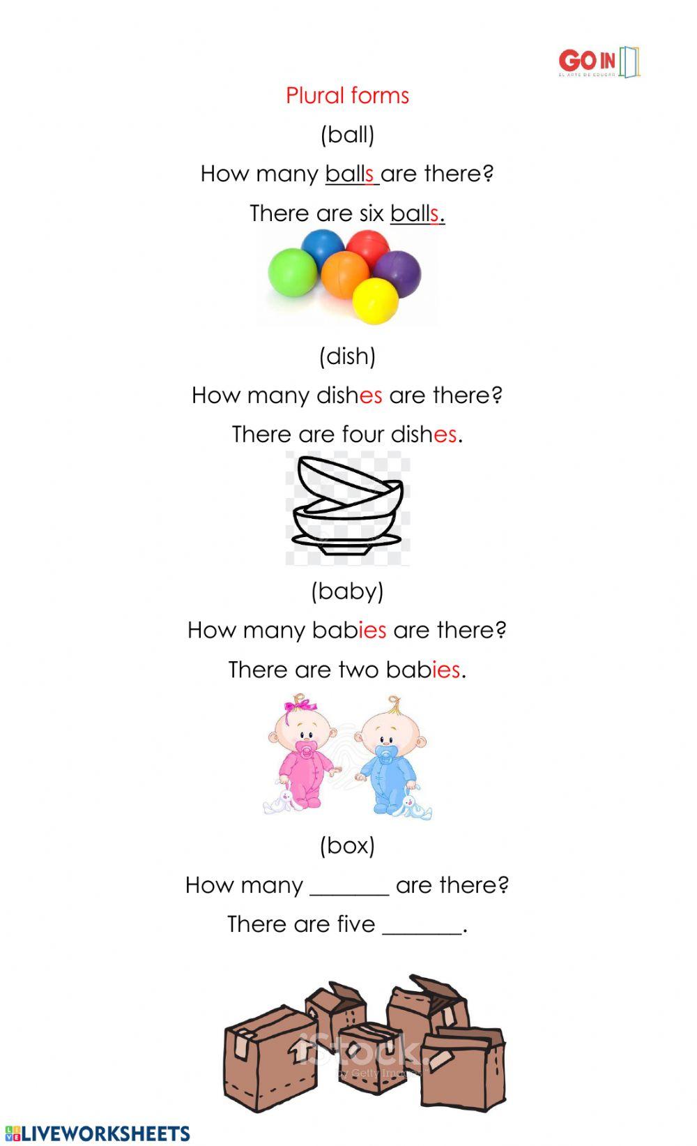 Plural form worksheet | Live Worksheets