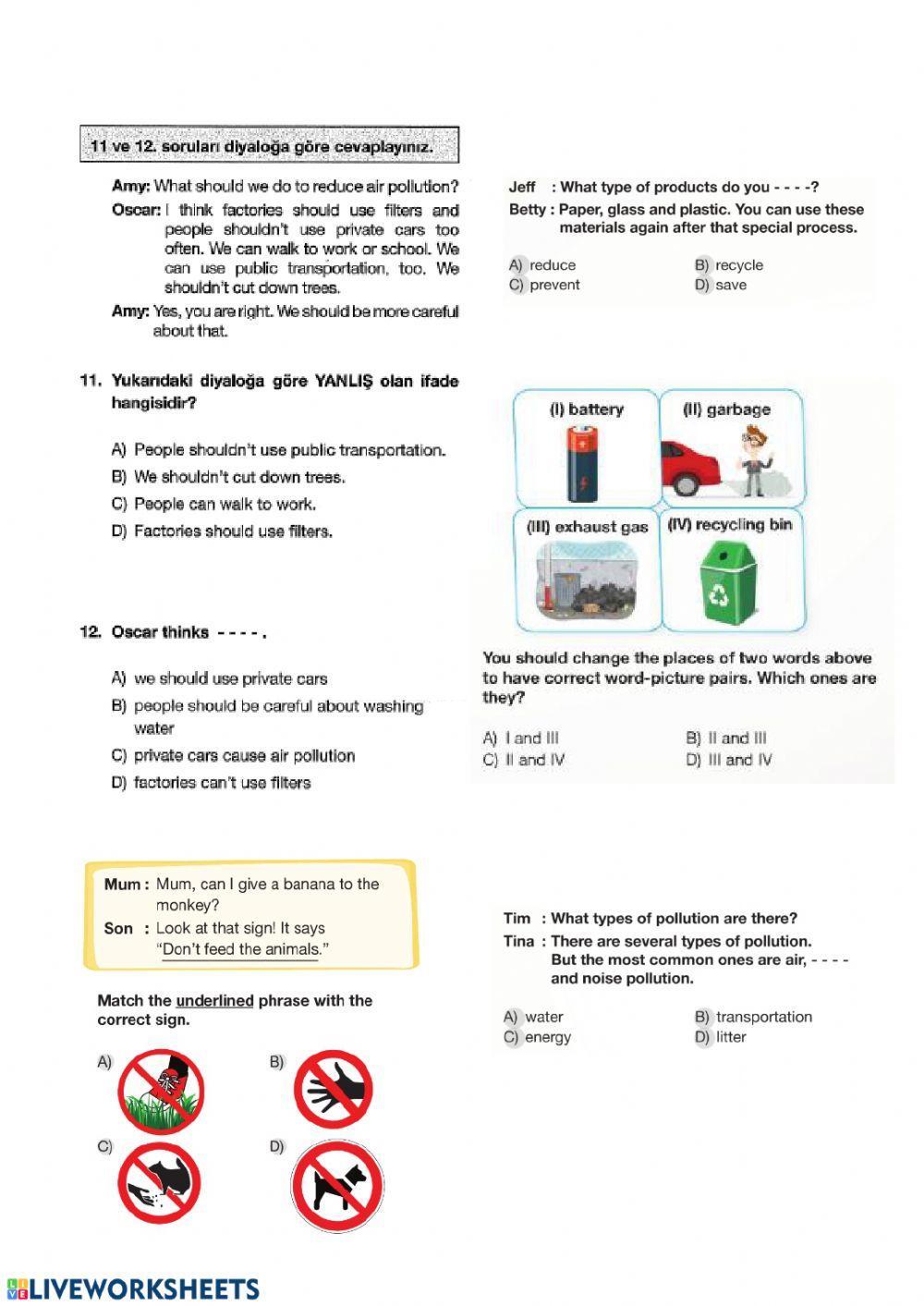 Unit 9 - Saving the Planet TEST