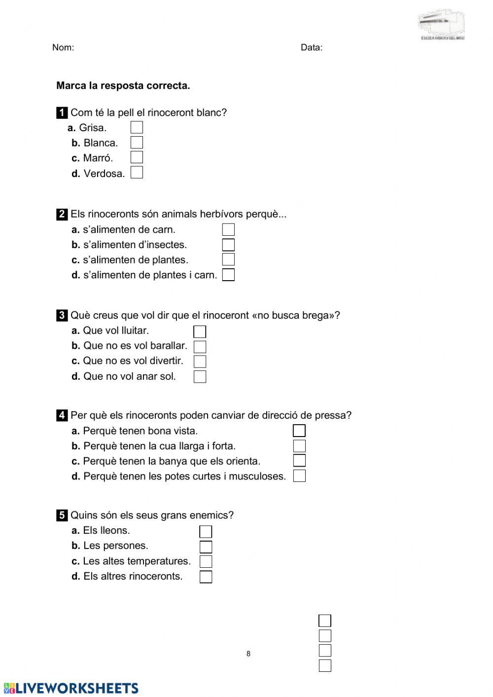 Comprensió Lectora Rinoceront