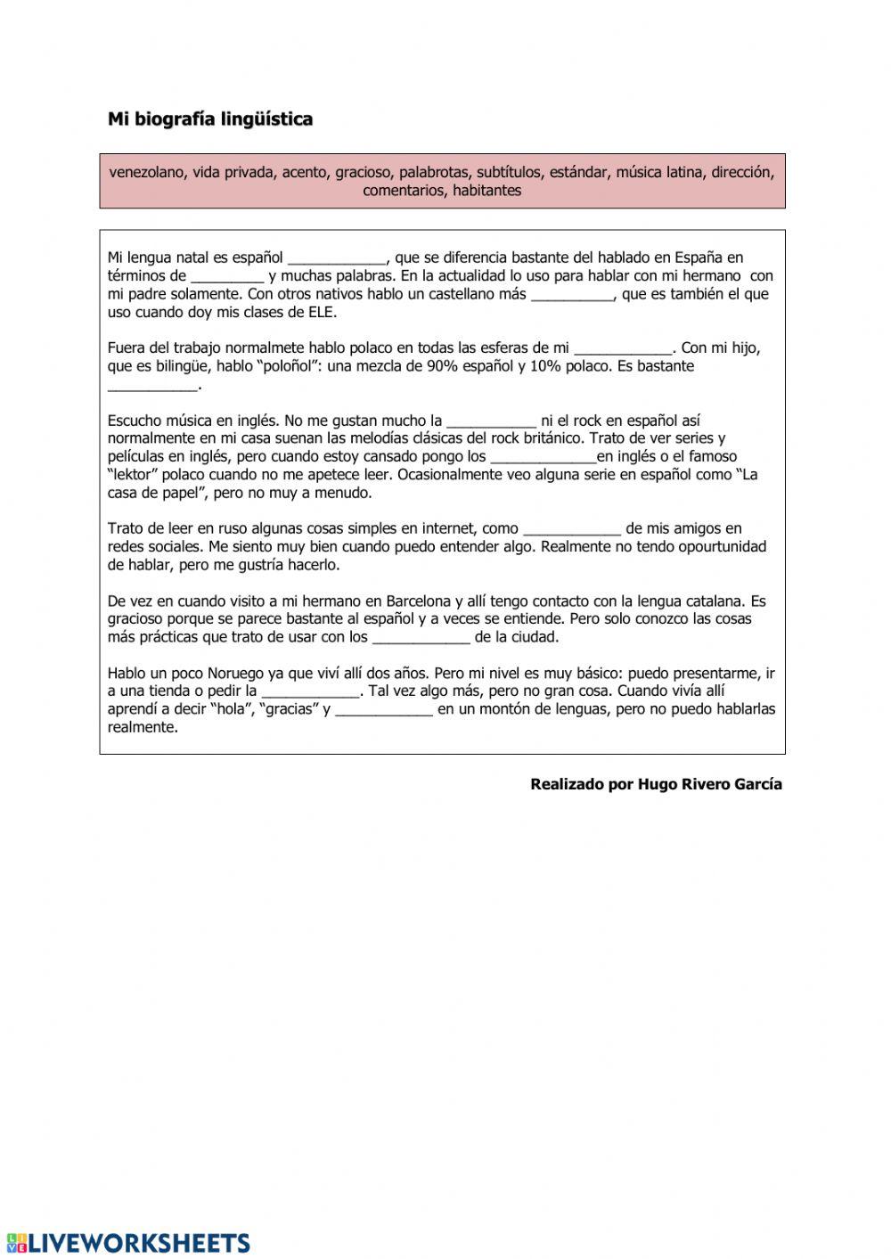 Mi biografía lingüística