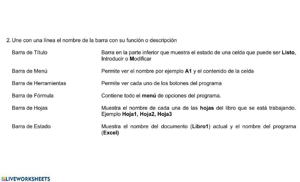 Identificación de elementos interfaz Excel