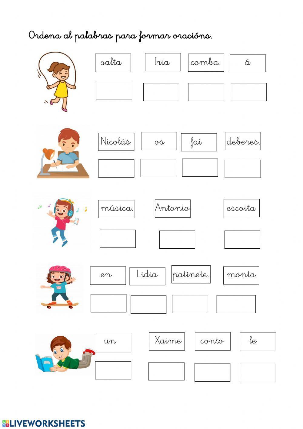 LINGUA GALEGA. ORDENAR ORACIÓNS.