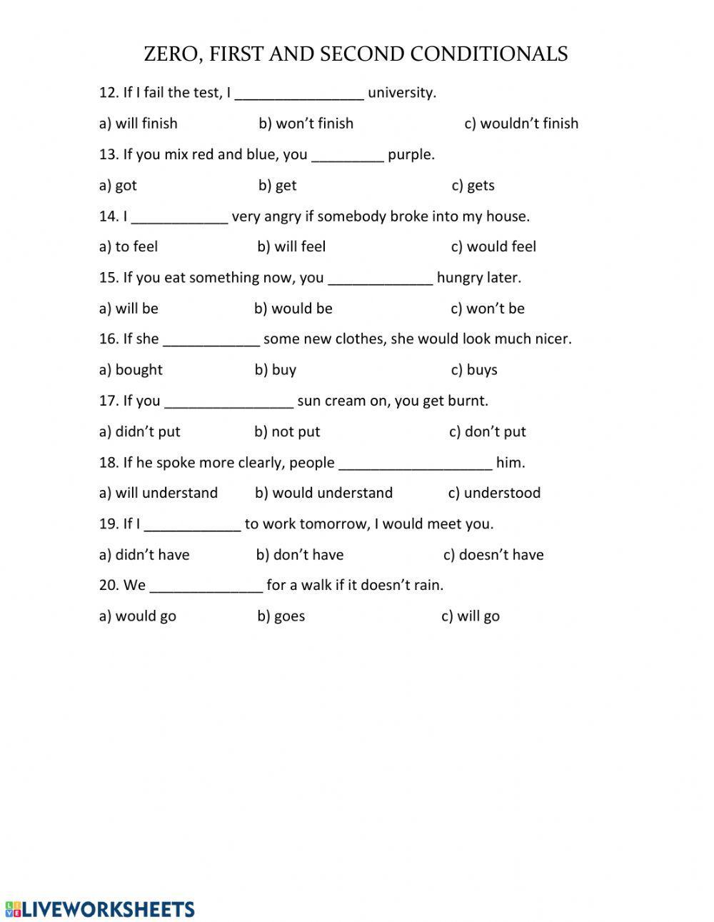 Zero, first and second conditional