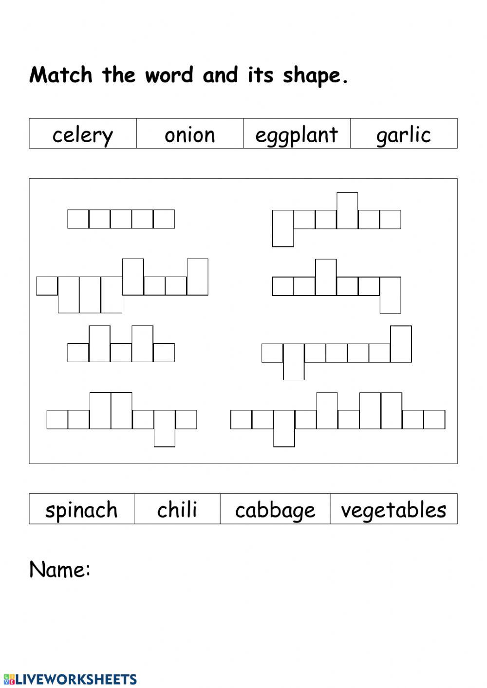 Vegetable Word Shapes