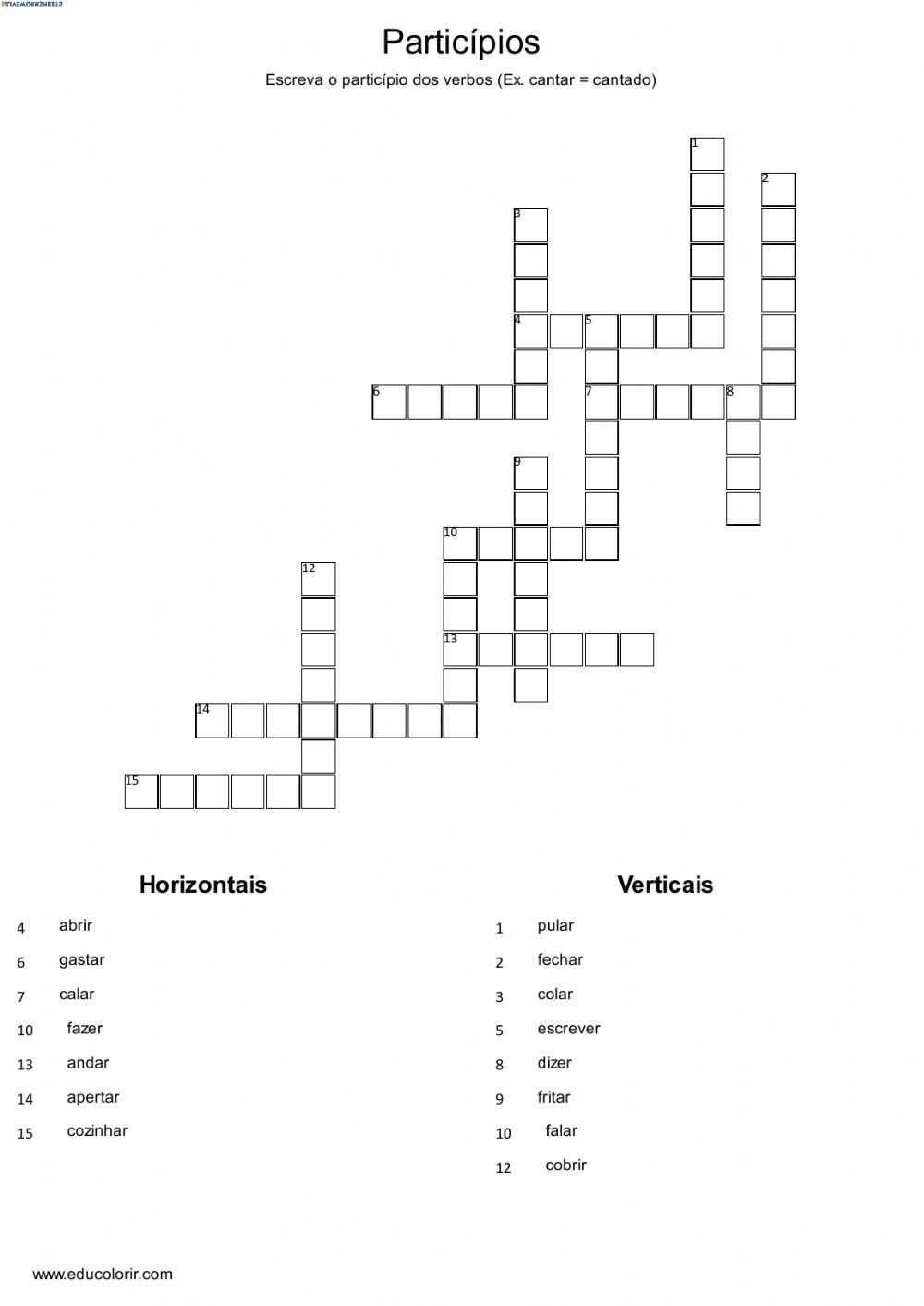 Particípio de verbos