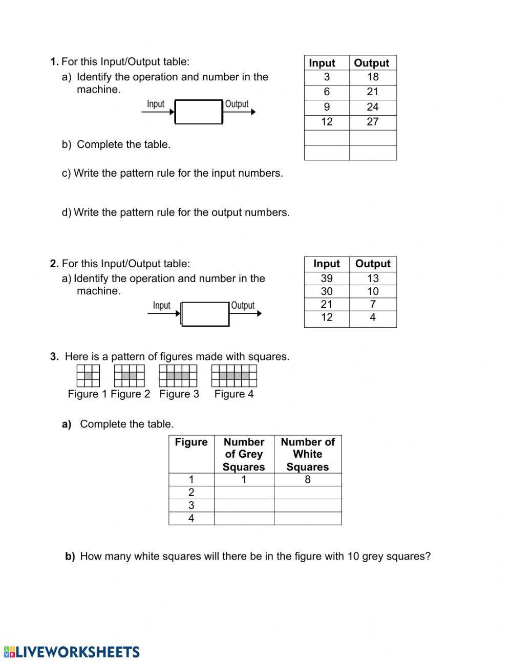 Input-Output Pa… | Free Interactive Worksheets | 102408