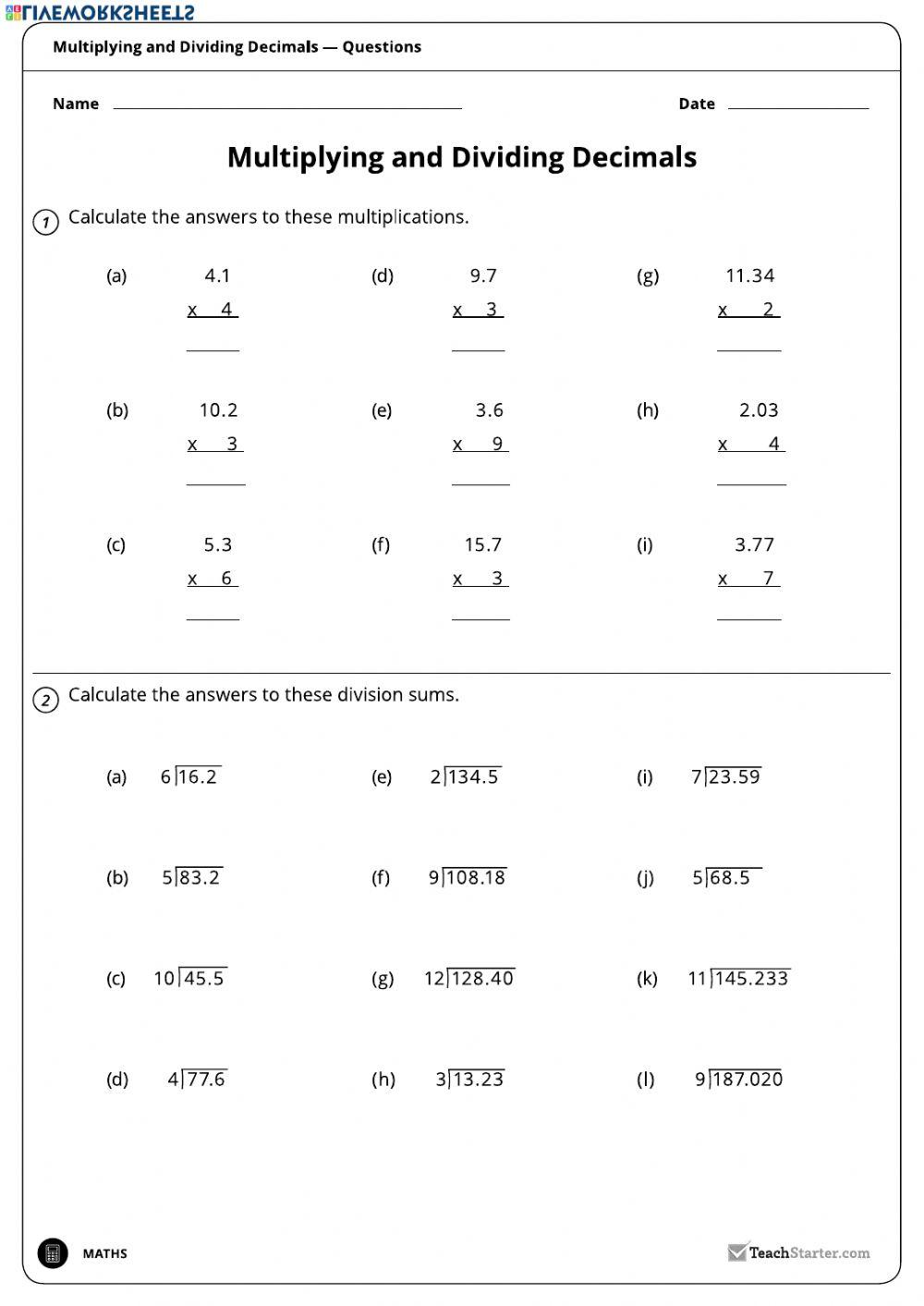 Decimal Operations online exercise for | Live Worksheets