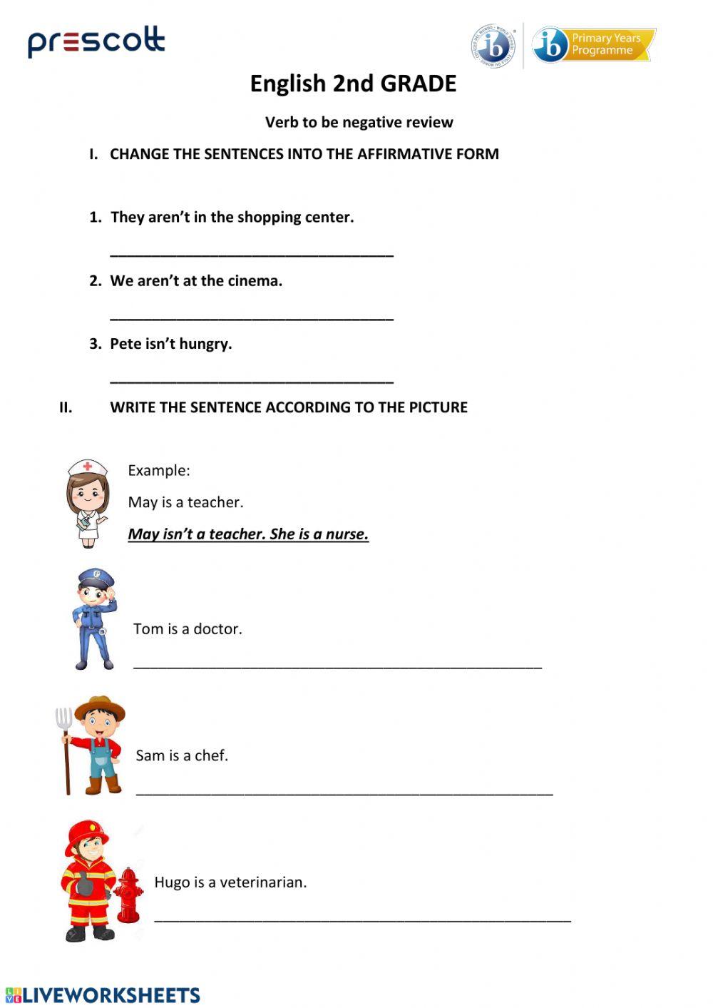 Verb to be negative practice