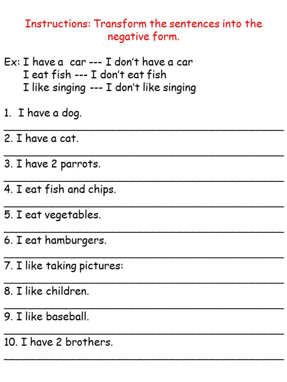 Simple present negative form