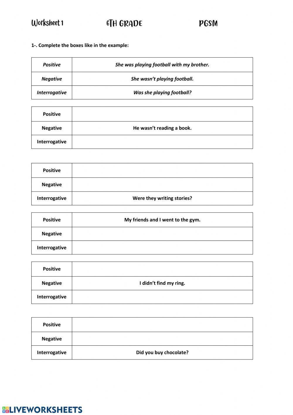 Past simple and continuous 6º
