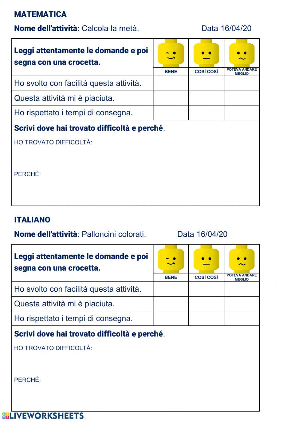 Questionario di autocorrezione