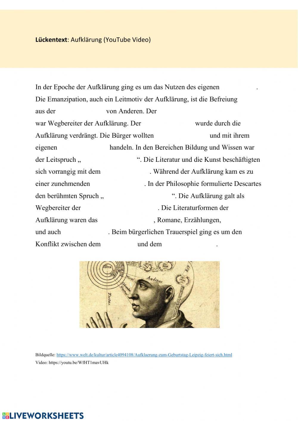 Lückentext Aufklärung