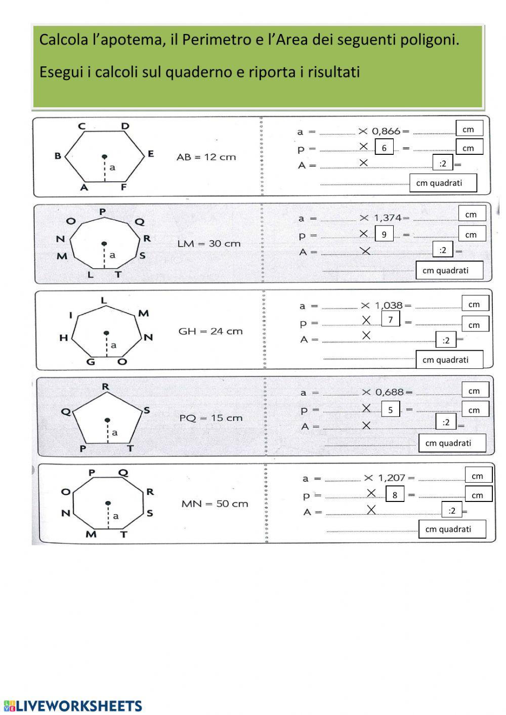 Area poligoni regolari