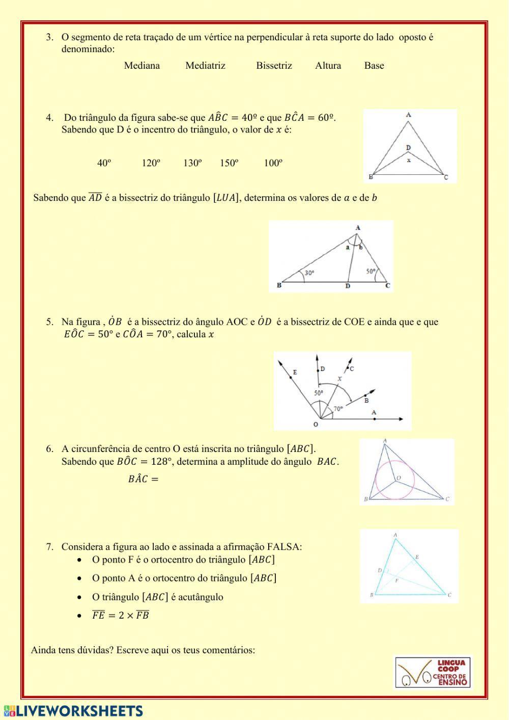 Pontos notáveis do triângulo 9.1