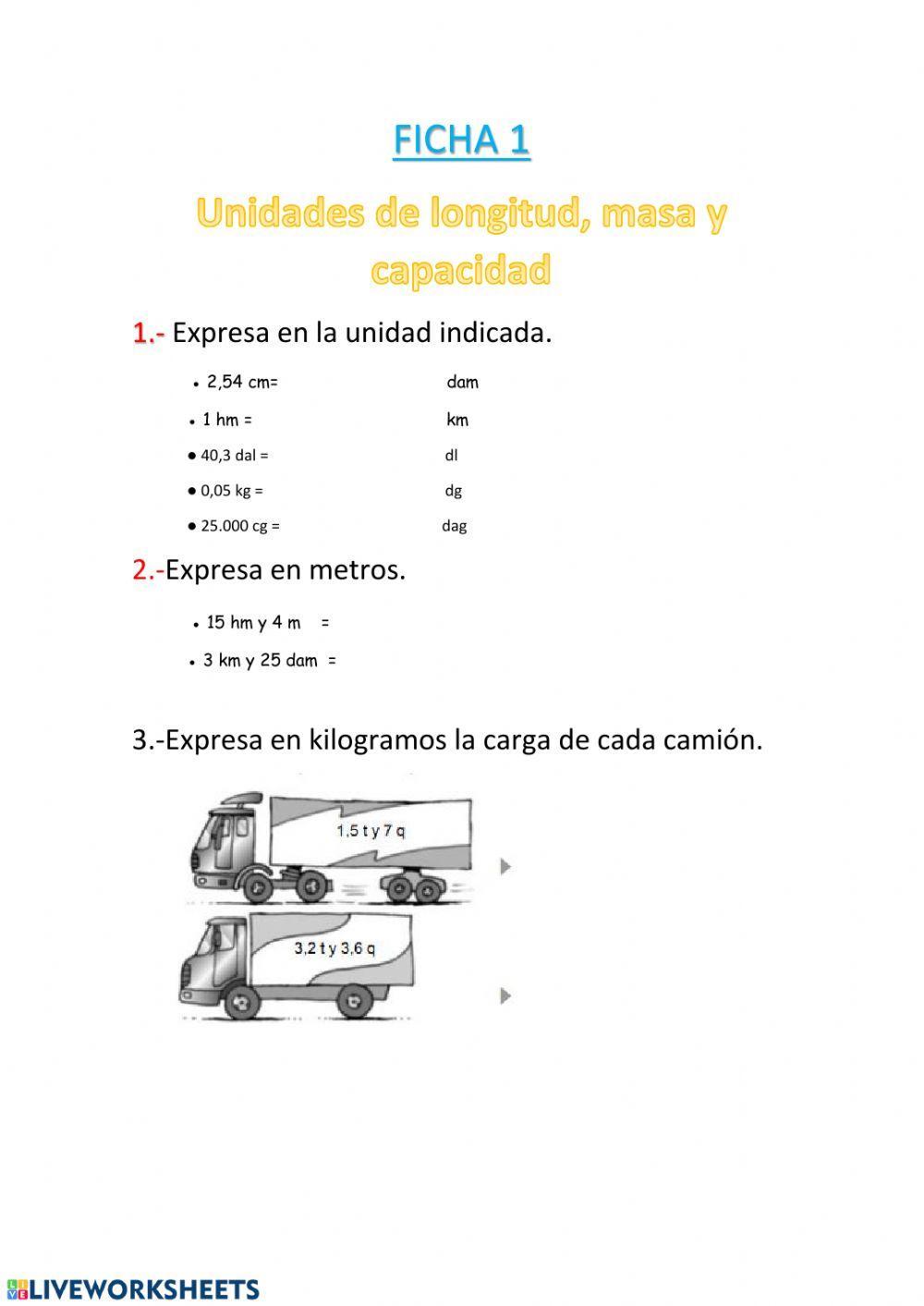 Unidades longitud, masa y capacidad
